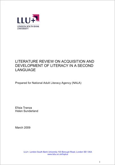 Acquisition and development of literacy in a second language literature review