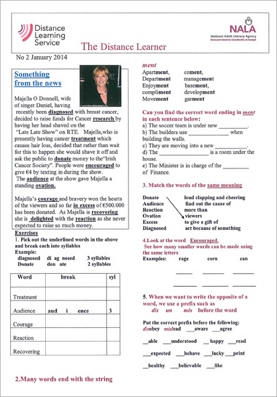 2013-2014 Distance Learner worksheets