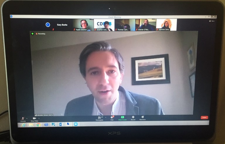 Minister Simon Harris video conference