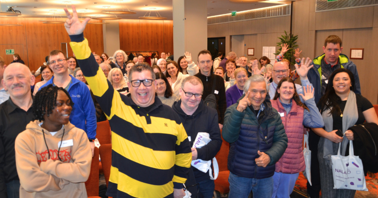 Photo group of students cheering at the NALA Learner Day Cork 7 March 2024