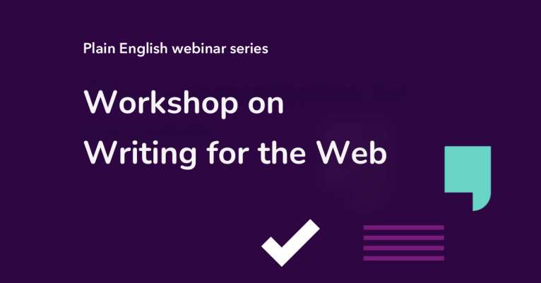 Plain English web series - Workshop on Writing for the Web