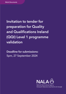 NALA: Invitation to tender for preparation for Quality and Qualifications Ireland (QQI) Level 1 programme validation. Book cover