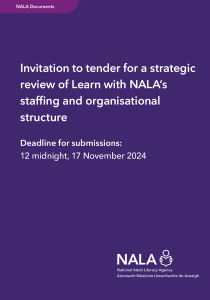 Cover: Invitation to tender for a strategic review of Learn with NALA’s staffing and organisational structure