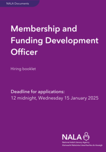 NALA Membership and Funding Development Officer Jan 2025 - Cover